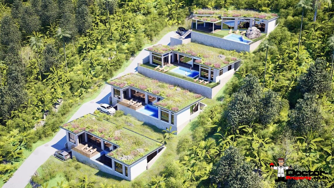 Tropical 3-4 Bedroom Pool Villa with Sea View in Lamai, Koh Samui – For Sale